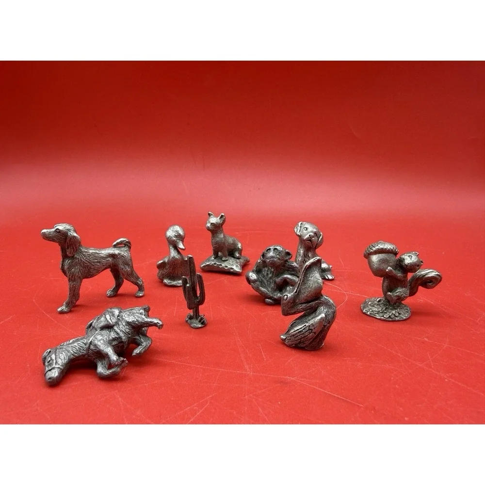 Vintage Little Figurines Lot of 9 Fine Pewter 1976 Animals, Birds